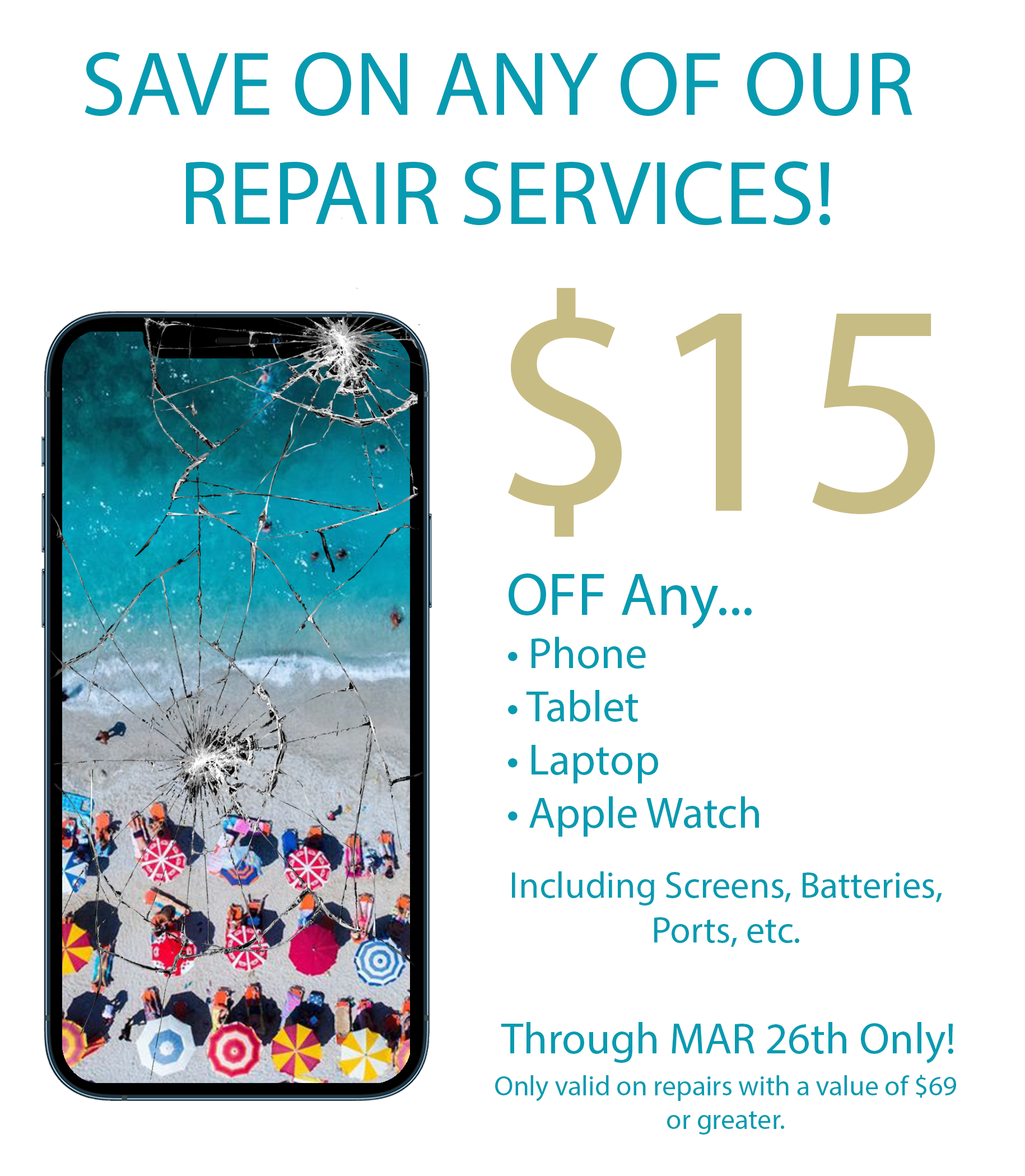 Repair on any Device, iPhone, iPad, Laptop,